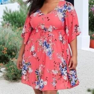 Torrid Coral Floral Mini Dress